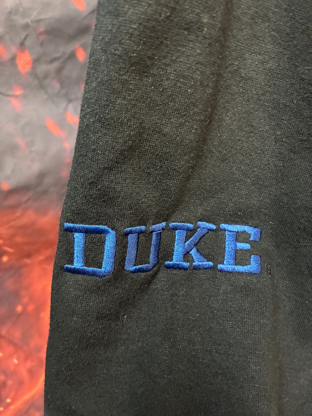 Duke Embroidered Black Hoodie with Royal Blue Logo